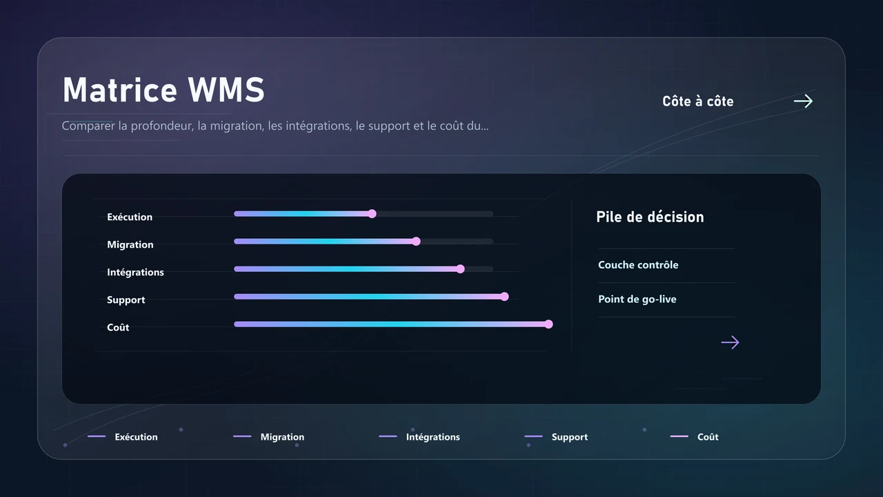 Tableau de comparaison WMS montrant l’adéquation aux flux d’exécution